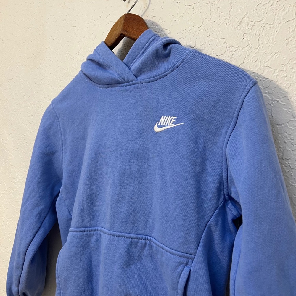 Nike Sportswear Big Kids Fleece Hoodie Blue Futura Logo Pullover Size Medium - Picture 3 of 7